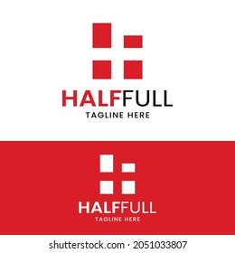 Letter Initial H F HF FH in Negative Space Square Logo Design Template. Suitable for General Finance Consulting Management Sport Business Company Corporate Brand Logo Design.