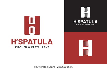 Letter Initial H Spatula Logo Design Template. Suitable for Restaurant Kitchen Bistro Cafe Catering Eatery Grill Barbeque or Chef Cook Kitchener Food Blogger Business Brand Company Logo Design