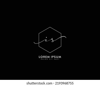Letter IS Initial handwriting logo with signature and hand drawn style.