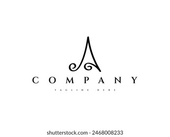 letter A initial handwriting signature logo design