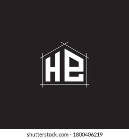 Letter Initial HE logo icon design template.