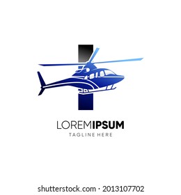 Letter I Initial Helicopter Logo Design Vector Icon Graphic Illustration 
