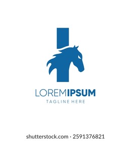 Letter I Initial Horse Logo Design Vector Icon Graphic Emblem Symbol Image Illustration 