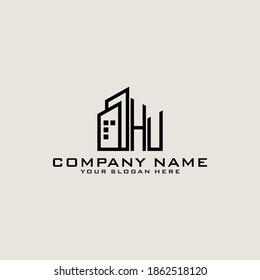 Letter Initial HU logo icon design template.
