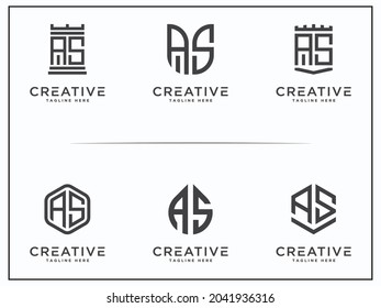 AS letra Icono inicial Conjunto de logotipos de monograma