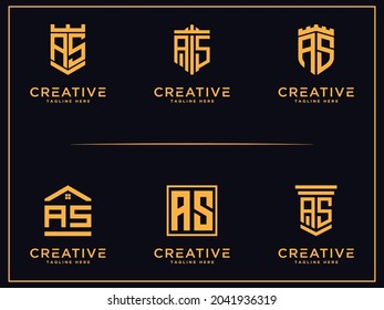 AS letter Initial icon  Monogram Logo Set.