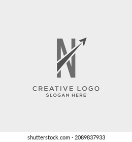 Letra inicial incorporada con ilustración vectorial de diseño de logotipo de flecha.