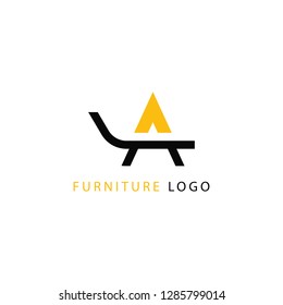 Letter or initial A incorporated with chair. Furniture logo design inspiration.