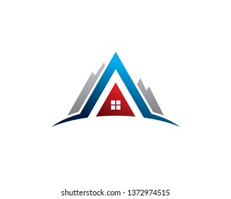 letter A initial inside mountain for house real estate broker mortgate logo