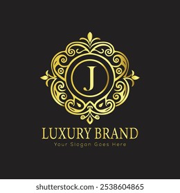 Buchstabe Initial J elegantes Luxus Monogramm Logo 
