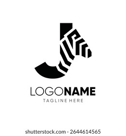 Letter Initial J Zebra Logo Design Vector Icon Emblem Graphic Symbol Illustration