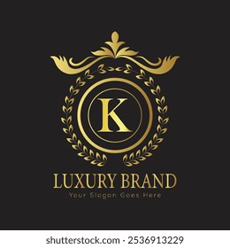 Buchstabe Initial K elegantes Luxus-Monogramm Logo 