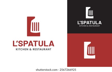 Letter Initial L Spatula Logo Design Template. Suitable for Restaurant Kitchen Bistro Cafe Catering Eatery Grill Barbeque or Chef Cook Kitchener Food Blogger Business Brand Company Logo Design