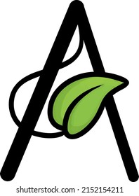 Ein Anfangsbuchstabe mit Blatt-Illustration, Symbol, Logo und Cartoon-Vektorgrafik
