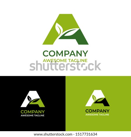 Letter A Initial With Leaves Object Company Logo Design Concept Vector