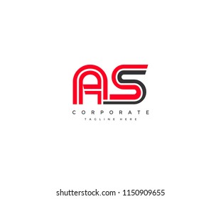 Letter AS Initial Linked Modern Line Corporate Logotype