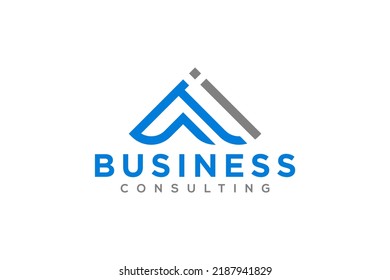 Una letra diseño inicial logotipo empresarial tecnología moderna símbolo de línea estilo triángulo forma