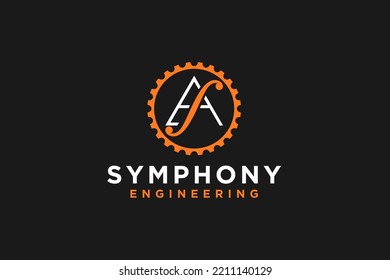 A letter initial logo design with cog gear icon symbol industry illustration