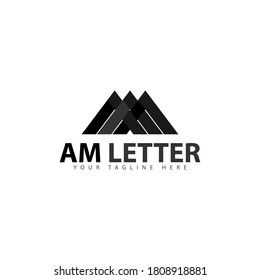 AM letter and initial logo design template isolated on white background
