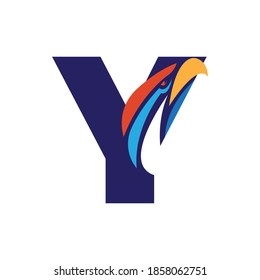 Letter initial logo with eagle head vector template suitable for any companies