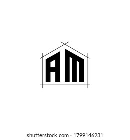 Letter Initial AM logo icon design template.