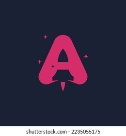 Letter A initial logo rocket design 