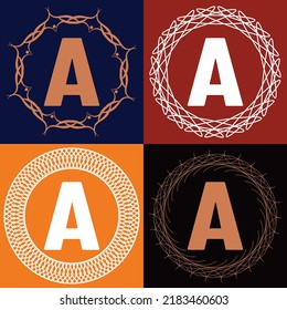 Eine originale Logo-Vorlage mit floralem Rahmen mit unterschiedlicher Farbe