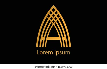 a letter initial logo template with gold gradient.