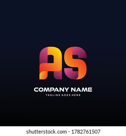 Vector de logotipo inicial de la carta AS Con un logotipo colorido para los medios de comunicación