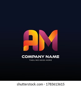 AM Letter initial Logo Vector With colorful, logo for media business