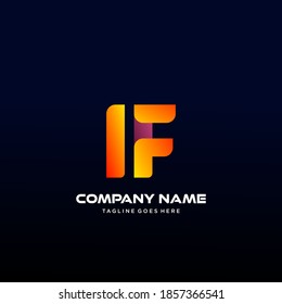 IF Letter initial Logo Vector With colorful, logo for media business