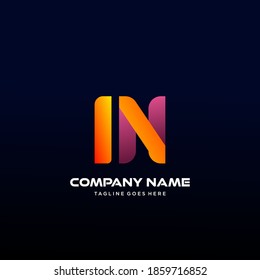 IN Letter initial Logo Vector With colorful, logo for media business