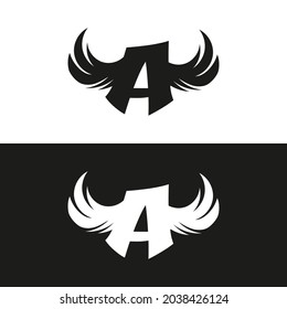 letter a initial logo with wings symbol vector image