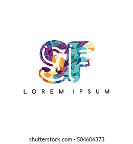 letter initial logotype logo abstract colorful geometrical