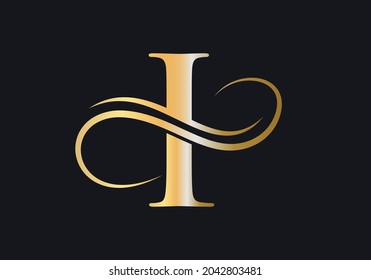 I Letter Initial Luxurious Logo Template. Premium I Logo Golden Concept. I Letter with Golden Luxury Color and Monogram Design. 