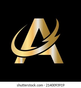 A Letter Initial Luxurious Logo Template. A Logo Golden Concept. A Letter Logo with Golden Luxury Color and Monogram Design