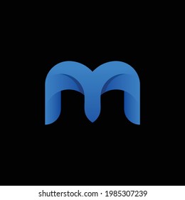 Letter Initial M Blue Gradient Logo Design Template. Suitable for General Digital Company Business Corporate Brand Application Simple Modern Logo Design.