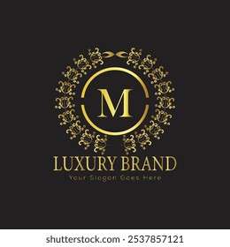 Letra inicial M elegante logotipo de lujo del monograma 
