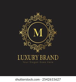 Letra inicial M elegante logotipo de lujo del monograma 
