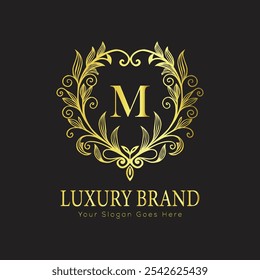 letra inicial m elegante logotipo monograma de luxo

