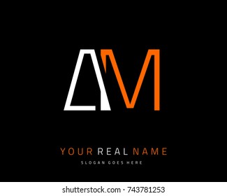 Letra inicial A & M plantilla de logotipo minimalista vectorial