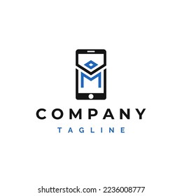 Letter Initial M Mobile Phone Logo Vector Icon Template