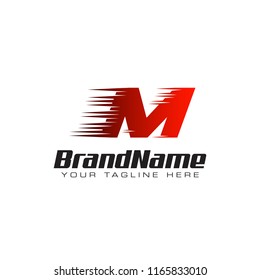 Letter Initial M Speed Logo Design Template