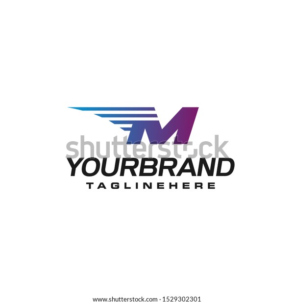 Letter Initial M\
Speed Logo Design\
Template