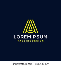 Letter Initial A with Minimal Line  Logo Design Template. Vector Logo Template