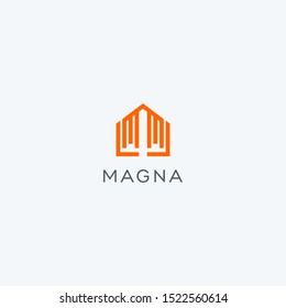 Letter initial MM home logo design vector