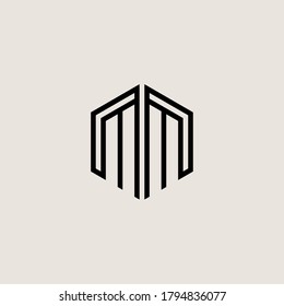 Plantilla de diseño de icono del logotipo de MM inicial de la carta.