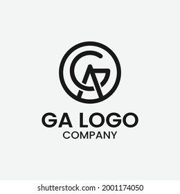 Letter Initial Monogram G A GA AG Circle Logo Design Template. Suitable for General Fashion Construction Company Corporate Business Brand in Simple Line Hipster Retro Style Badge Logo Design. 