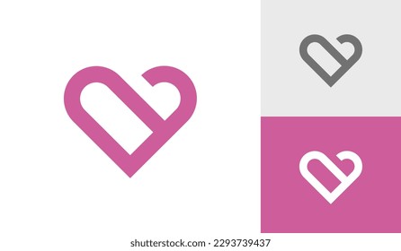 Letter A initial monogram with heart shape logo design vector