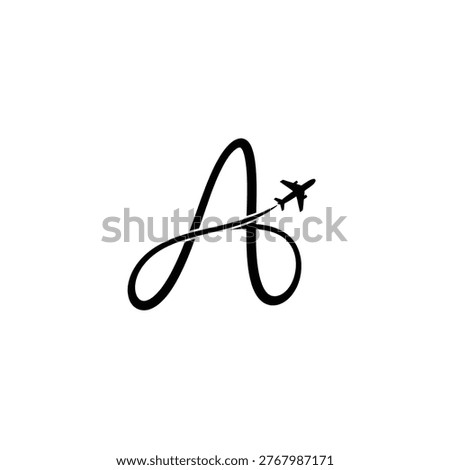 Letter a initial monogram integrated with soaring aircraft silhouette.